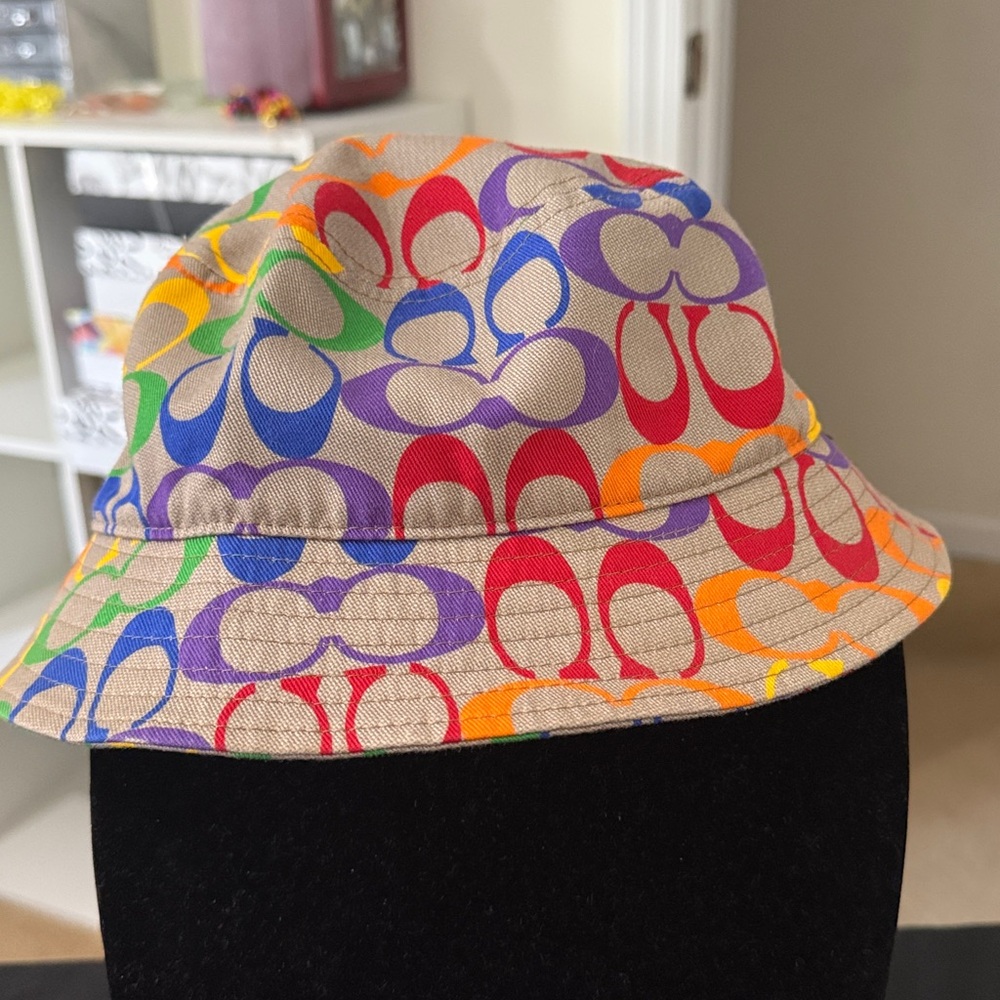Coach Colorful Logo Print Bucket Hat and Headband Set - Picture 2 of 5